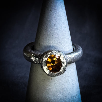 Solid Sterling Silver Amber Ring