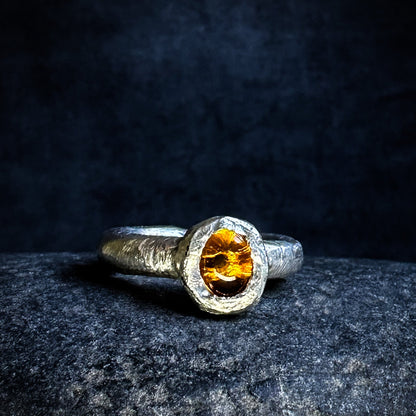Solid Sterling Silver Amber Ring