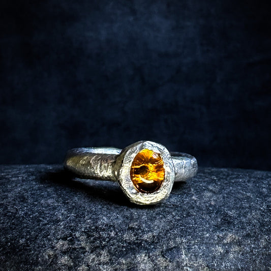 Solid Sterling Silver Amber Ring