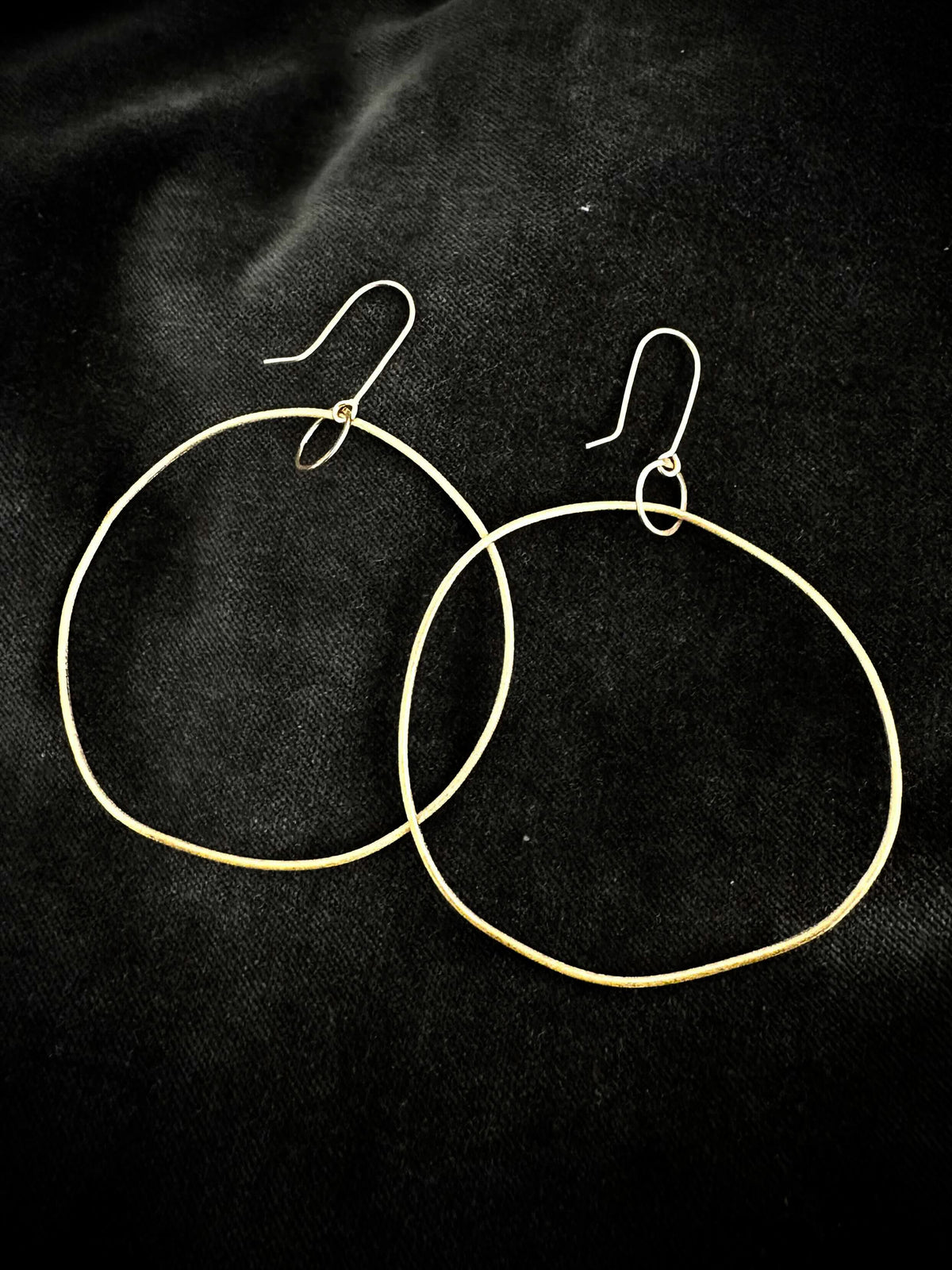 delicate extra long dangling gold hoop earrings • 14ct gold plated