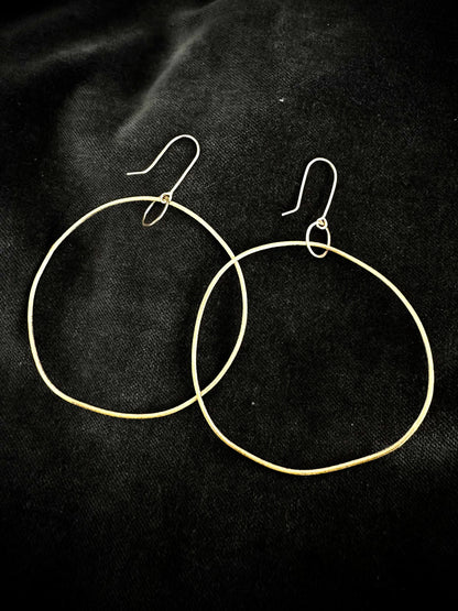 delicate extra long dangling gold hoop earrings • 14ct gold plated