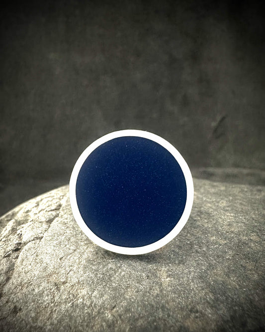 Dark blue resin statement ring in solid 925 sterling silver