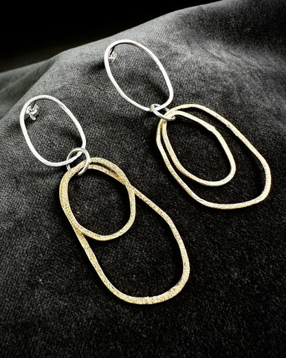 Silver and Gold Plated Unique Hoop Earrings