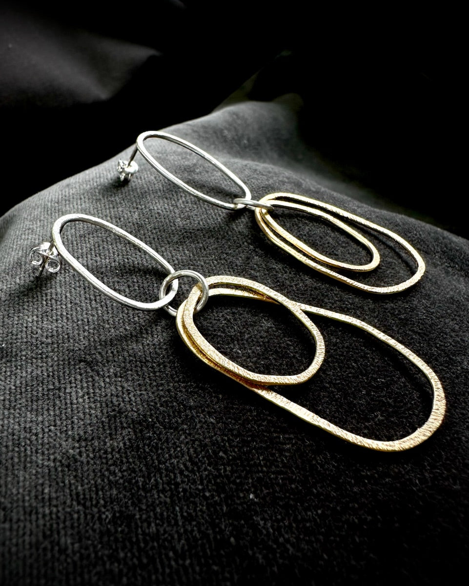 Silver and Gold Plated Unique Hoop Earrings