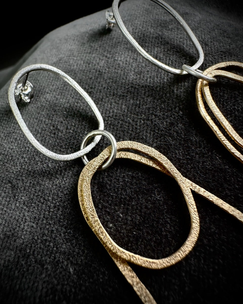 Silver and Gold Plated Unique Hoop Earrings
