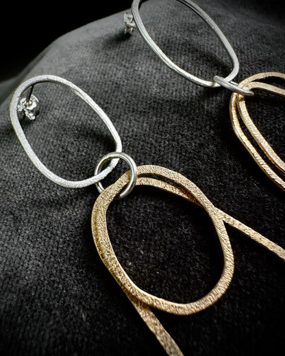 Silver and Gold Plated Unique Hoop Earrings