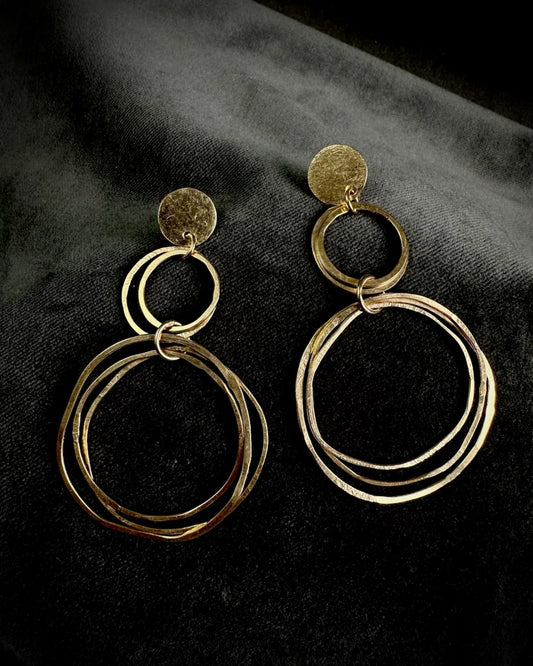 Statement Stud Earrings with Drop Hoops