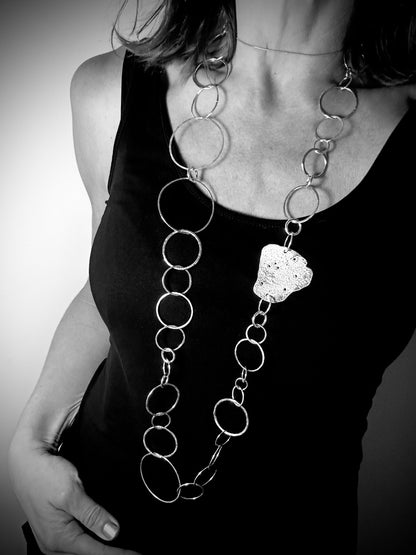A silver necklace with black diamonds from sabine werner jewellery.