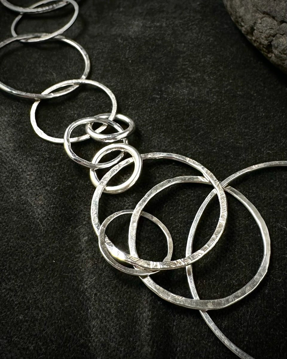 A silver necklace with black diamonds from sabine werner jewellery.