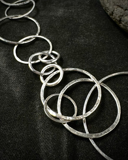 A silver necklace with black diamonds from sabine werner jewellery.