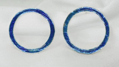 blue circle stud earrings