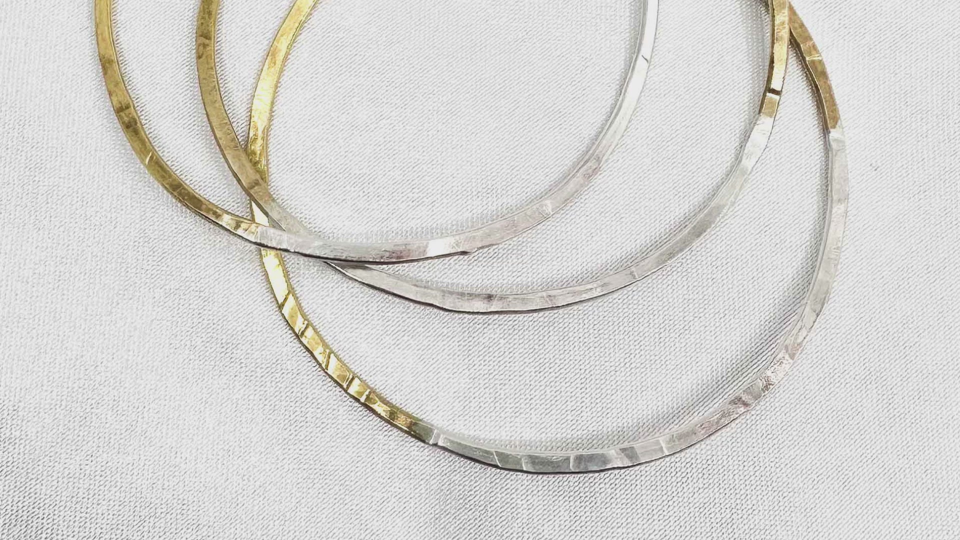 stackable gold silver bracelet bangle in Sterling silver and brass