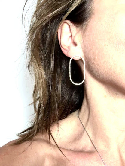 Large Oval Gold Plated Stud Earrings