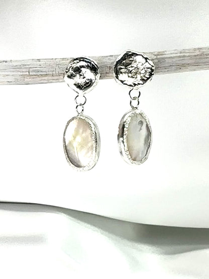 Mother of Pearl Dangle Earrings on Sterling Silver
