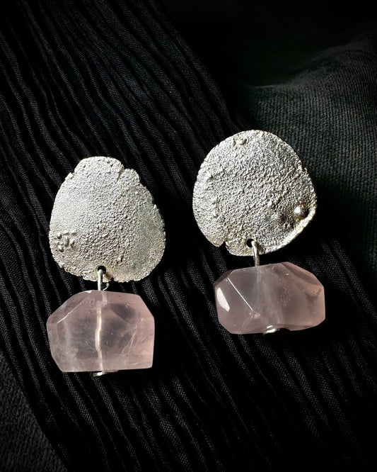 rose quartz silver earrings by Sabine Werner Jewellery
