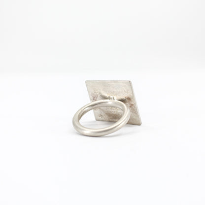 green statement ring in 925 sterling silver set with green sea glass from the French Riviera