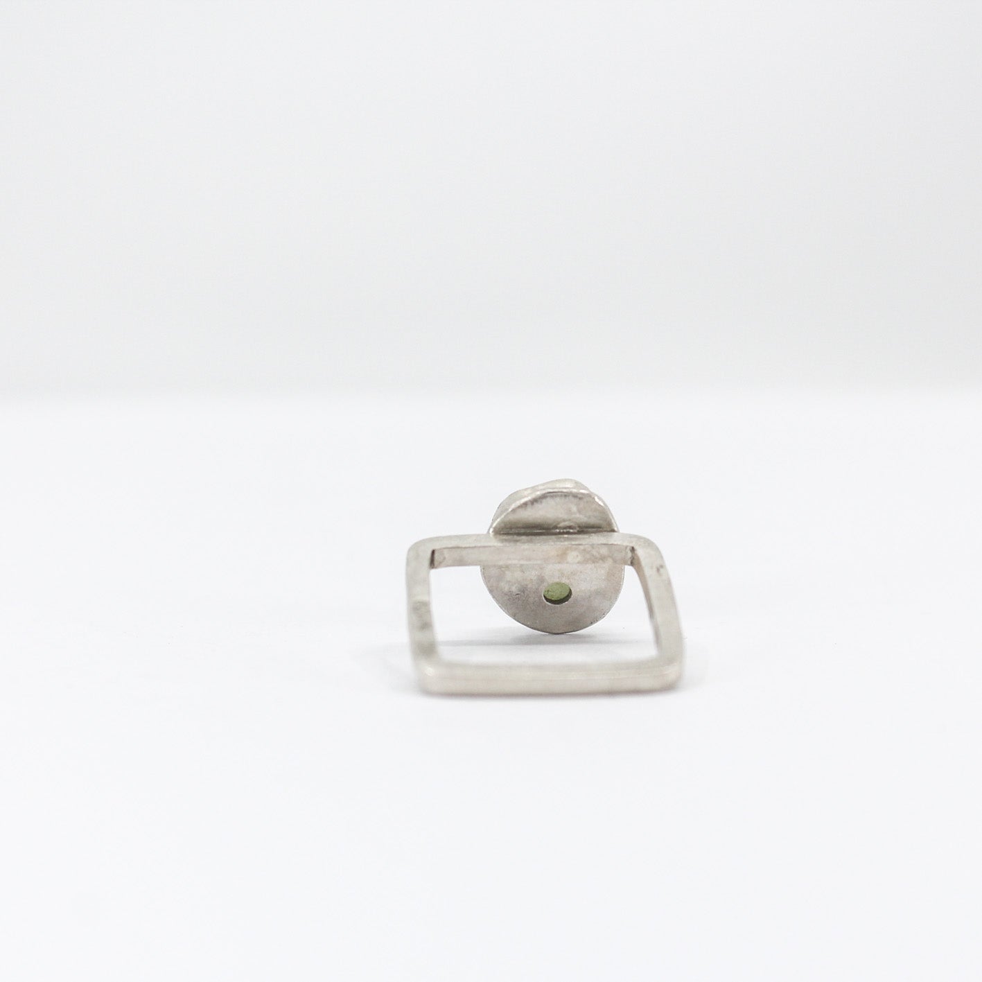 modern simple silver ring with French green sea glass in 925 eco sterling silver