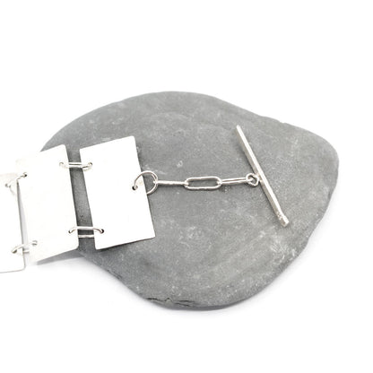 minimalist sterling silver bracelet • hammered rectangular elements • handmade in France