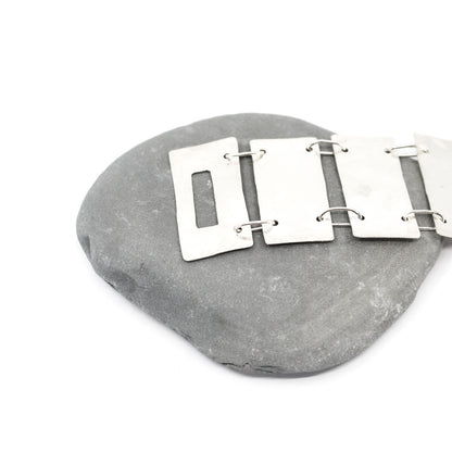 minimalist sterling silver bracelet • hammered rectangular elements • handmade in France