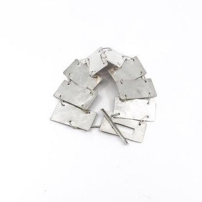 minimalist sterling silver bracelet • hammered rectangular elements • handmade in France