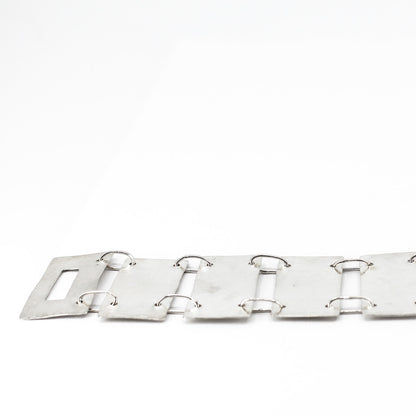 minimalist sterling silver bracelet • hammered rectangular elements • handmade in France