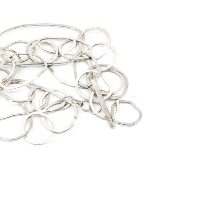 modern multi link sterling silver bracelet • hammered • handmade in France