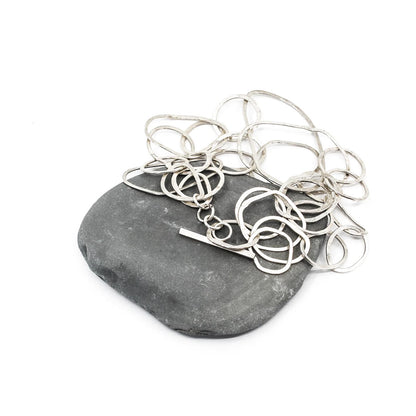 modern multi link sterling silver bracelet • hammered • handmade in France