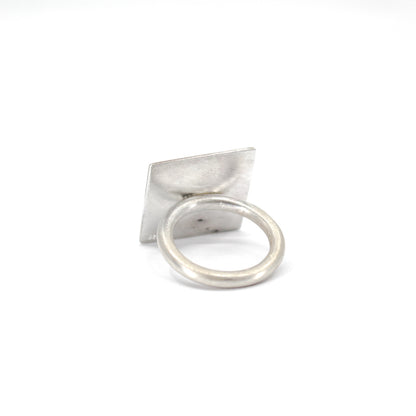 pale grey green French sea glass statement ring in 925 eco sterling silver