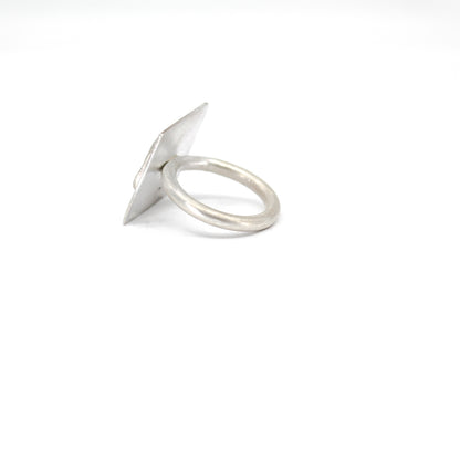 pale grey green French sea glass statement ring in 925 eco sterling silver