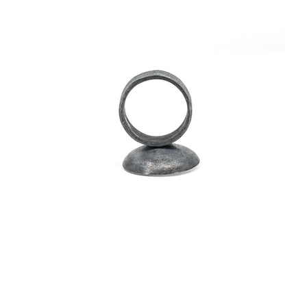 white statement ring with resin in oxidised 925 eco sterling silver