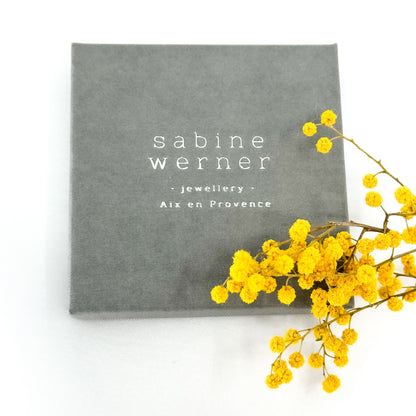 big yellow silver drop earrings • geometric earrings