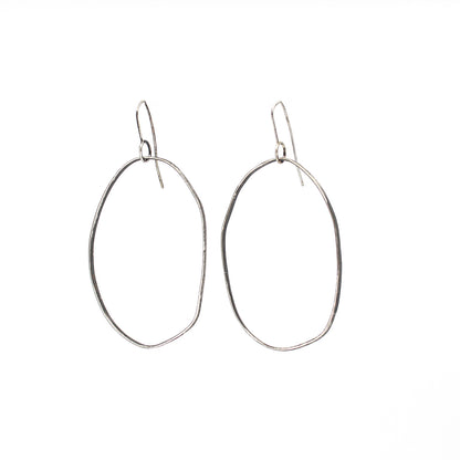 large minimalist dangling silver earrings • textured • eco sterling silver • oxidised