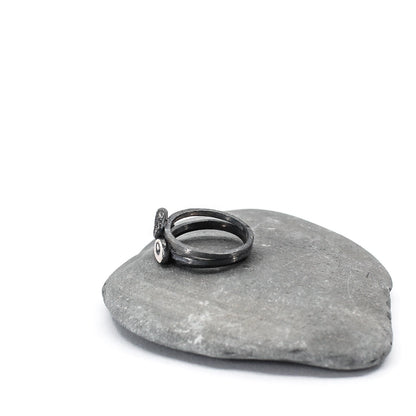 3 eco sterling silver stacking rings • handstamped xox • personalisable