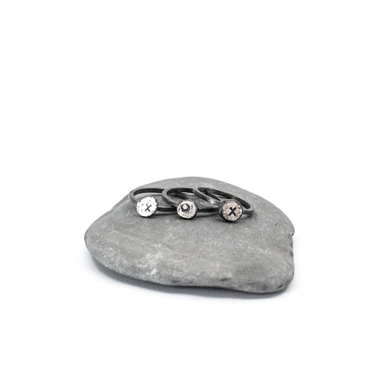 3 eco sterling silver stacking rings • handstamped xox • personalisable